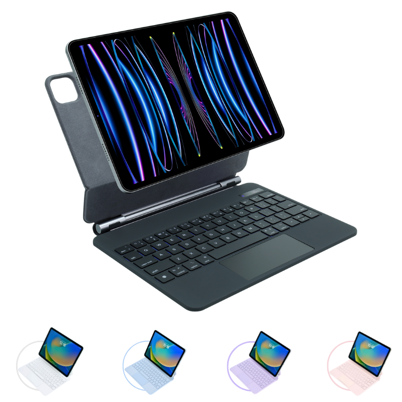 Load image into Gallery viewer, Magic Magnetic Floating Trackpad Wireless 7 Multi-Color Backlit Keyboard Case for Apple iPad Air 4/5 &amp; Pro 11“ &amp; Air 11” M2/M3 (2024/2025)
