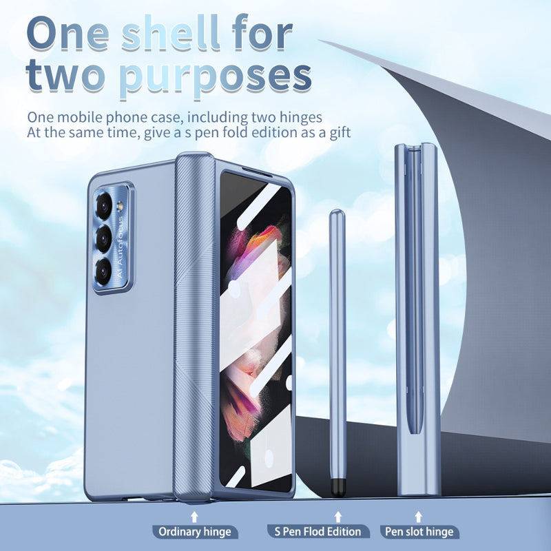 Chargez l&#39;image dans la visionneuse de la galerie, [With Pen Slot] Samsung Galaxy Z Fold 3 (SM-F926) - Full Coverage Electroplated Magnetic Hinge Shockproof Protective Case
