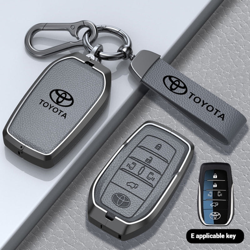Load image into Gallery viewer, Toyota Zinc Alloy with Genuine Leather Full-Coverage Car Key Fob Protective Case Cover For RAV4, Camry, C-HR, Corolla, Prado, Prius - Polar Tech Australia
