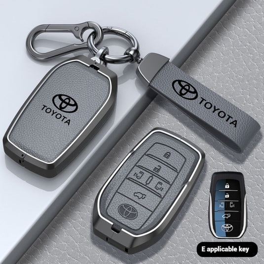 Toyota Zinc Alloy with Genuine Leather Full-Coverage Car Key Fob Protective Case Cover For RAV4, Camry, C-HR, Corolla, Prado, Prius - Polar Tech Australia
