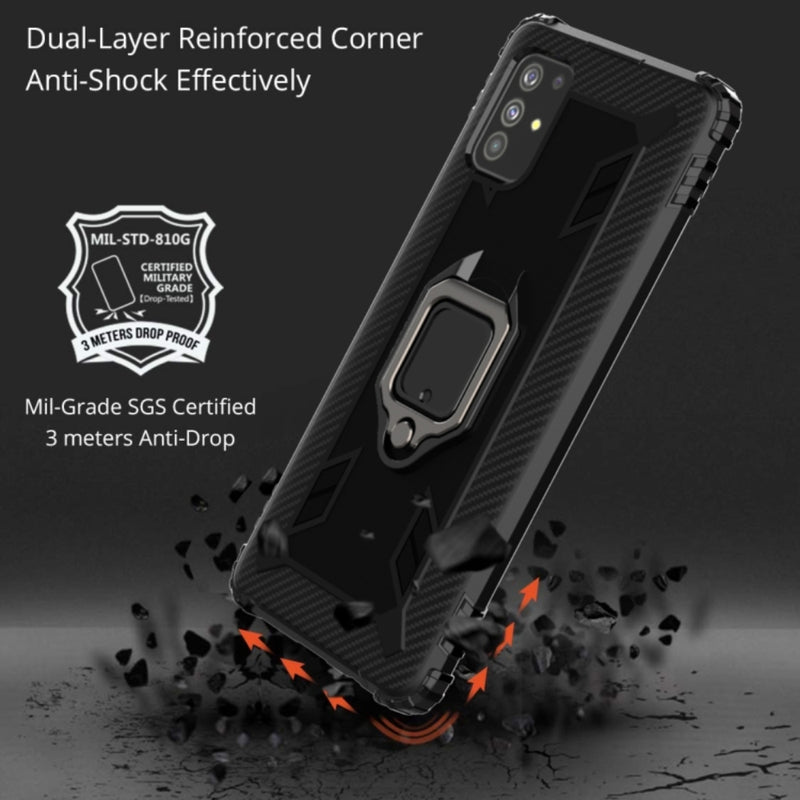 Cargue la imagen en el visor de la galería, OPPO A91 / Reno3 - Carbon Fiber Protective Case with 360 Degree Rotating Ring Holder - Polar Tech Australia
