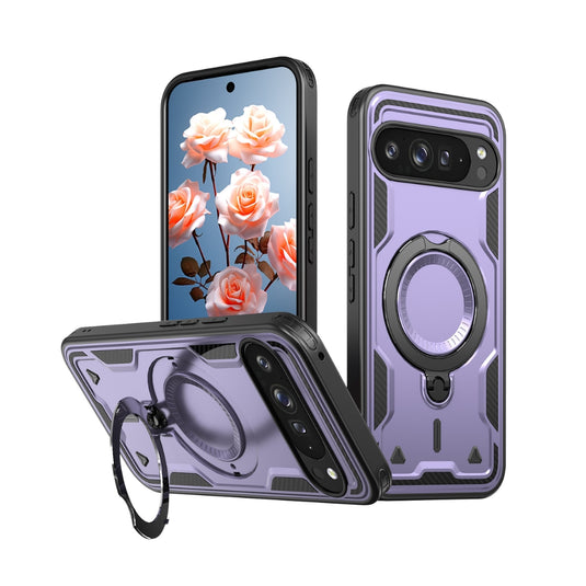 Google Pixel 10 / 10 Pro - TPU+PC 2-in-1 Material Shockproof Protective Case with Metal Rotating Stand