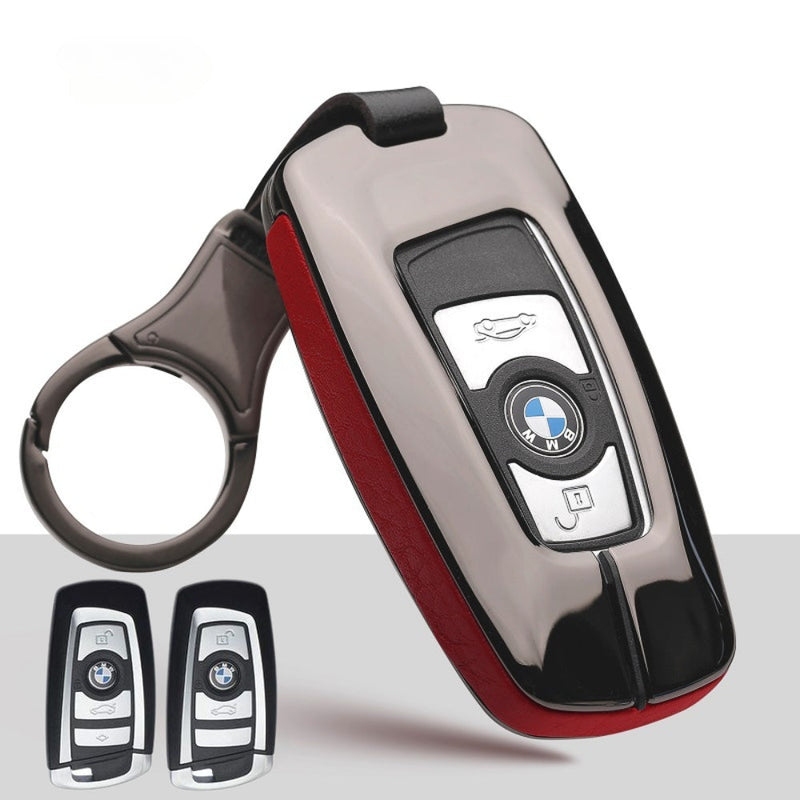 Load image into Gallery viewer, BMW Zinc Alloy + Leather Car Key Fob Case Cover For 1, 3, 4, 5, 6 Series, X3, X5, X6, X7
