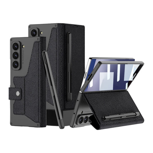 Samsung Galaxy Z Fold7 5G - GKK Integrated Armor Flip Leather Case with Pen Slot, Stylus Not Included