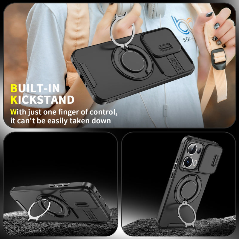Load image into Gallery viewer, [Built-in Stand][With Slide Lens Cover] OPPO Reno13 F 4G/5G - Anti-Drop Protective Shell Case - Polar Tech Australia
