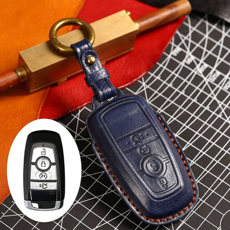 Load image into Gallery viewer, Ford Handcrafted Genuine Leather Folding Car Key Fob Protective Case Cover For Raptor F-150, Focus, Escort, Mondeo, Edge, Explorer, Mustang
