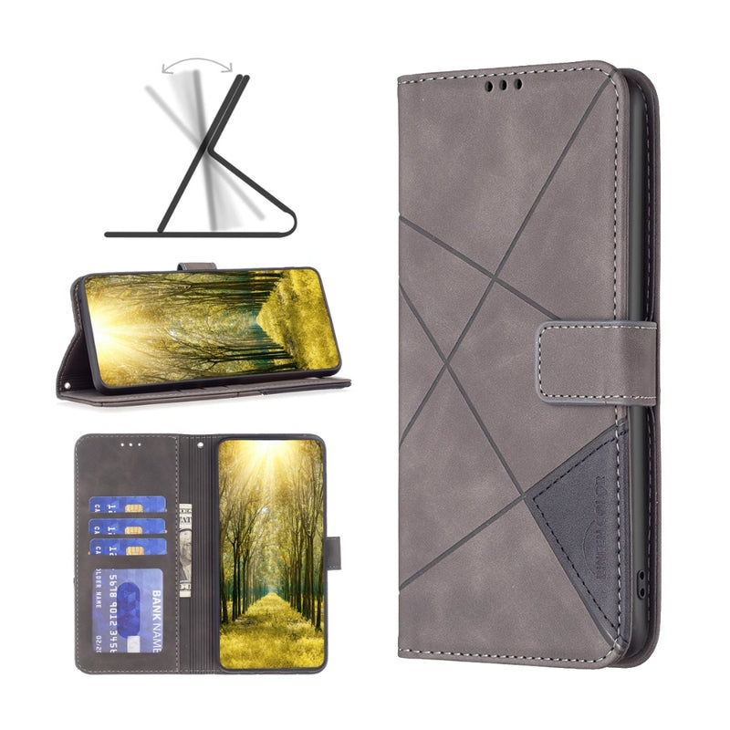 Load image into Gallery viewer, Apple iPhone 17 - Rhombus Texture Magnetic Leather Phone Case

