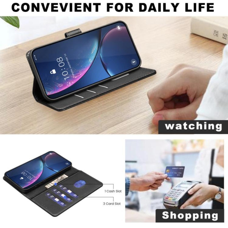 Load image into Gallery viewer, Motorola Moto E13 4G - Litchi Texture RFID Anti-theft Leather Phone Case - Polar Tech Australia
