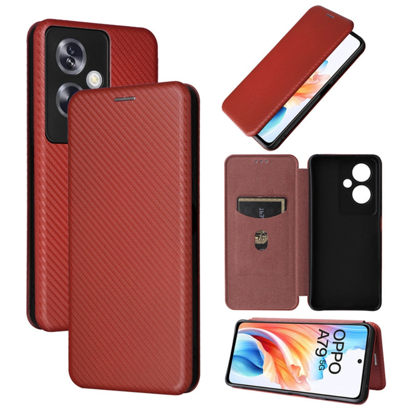 Load image into Gallery viewer, OPPO A79 5G (CPH2557, CPH2553) - Carbon Fiber Texture Flip Leather Phone Case - Polar Tech Australia
