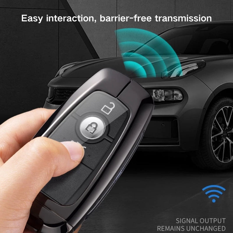Load image into Gallery viewer, Ford Alloy + Leather Protection Car Key Fob Case Cover For Ranger, Wildtrak, Everest, Explorer, Ecosport, Edge, Escape, Focus, Fiesta, Mustang
