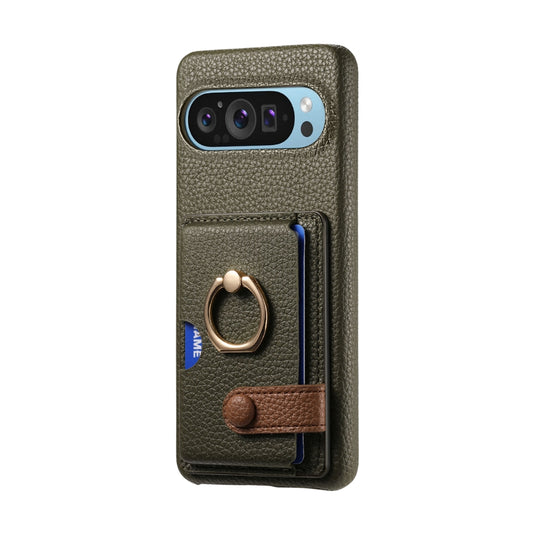 Google Pixel 10 / 10 Pro - Retro PU Leather Shockproof Phone Case with Ring Holder & Card Slot