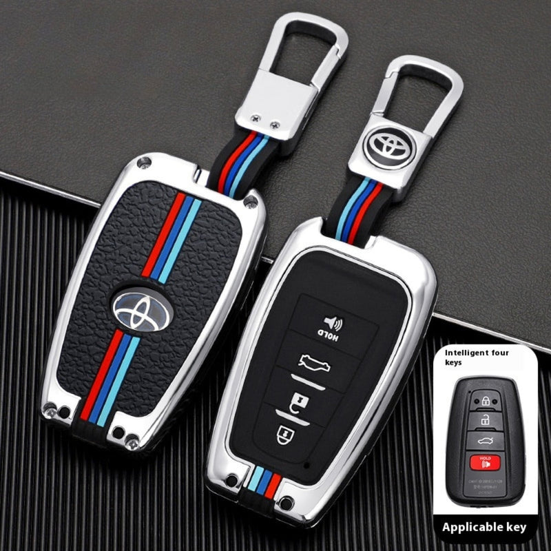 Load image into Gallery viewer, Toyota Metal Shell &amp; Soft Silicone Full Protection Car Key Fob Case Cover For Camry RAV4 Highlander Avalon C-HR Prius Corolla
