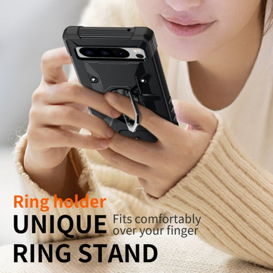 Google Pixel 6 - Heavy Duty Armor Case With Ring Holder Stand - Polar Tech Australia