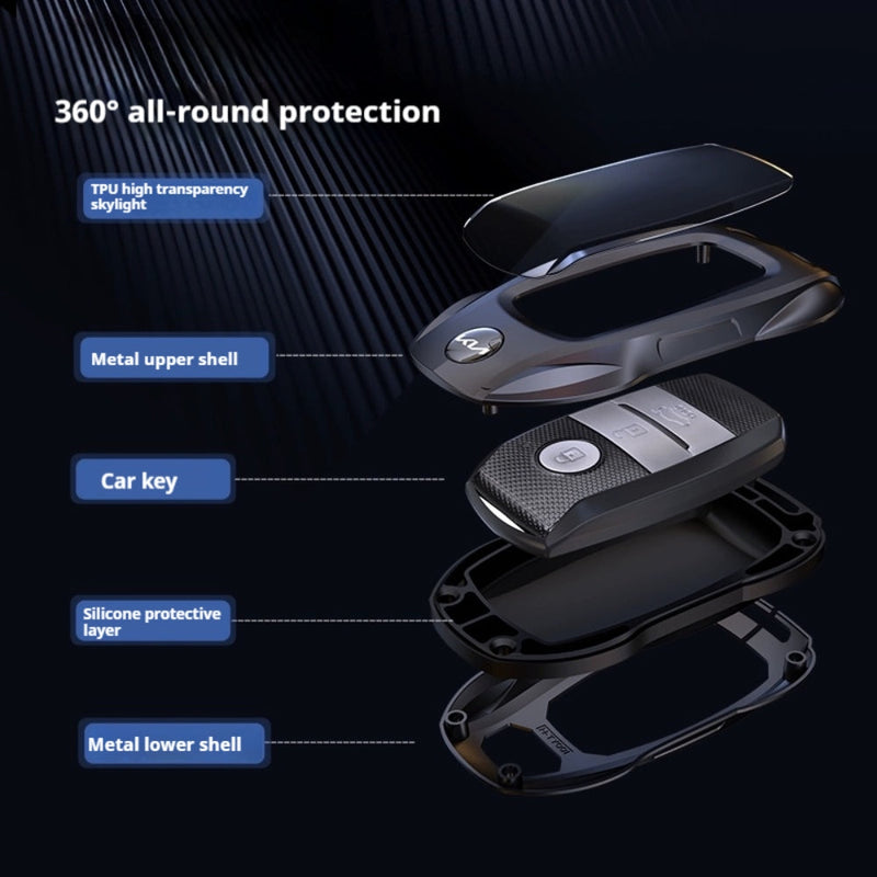 Load image into Gallery viewer, Kia Stylish Metal Car Key Protective Fob Case Cover For K2, K4, K5, Seltos, Sportage, Sonet, Cerato,EV5
