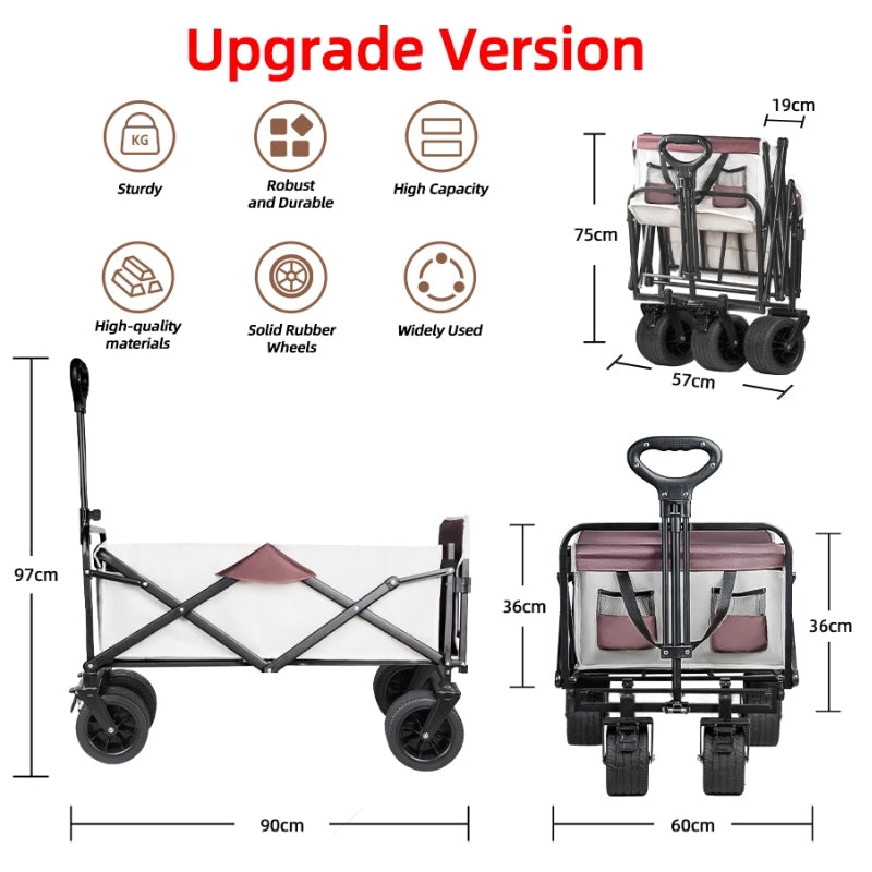 Chargez l&#39;image dans la visionneuse de la galerie, Extender Folding Cart Outdoor Extra Long Utility Large Capacity Wagon Cart Camping Picnic Trolley Beach Collapse Folding Cart - Polar Tech Australia
