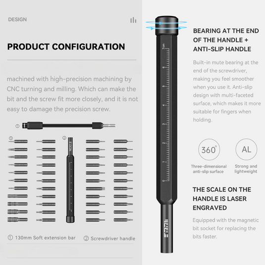 [PT-S01][47 in 1] PolarTech Premium Quality Precision Screwdriver Bit Set – Made for Phone & Electronics Repair