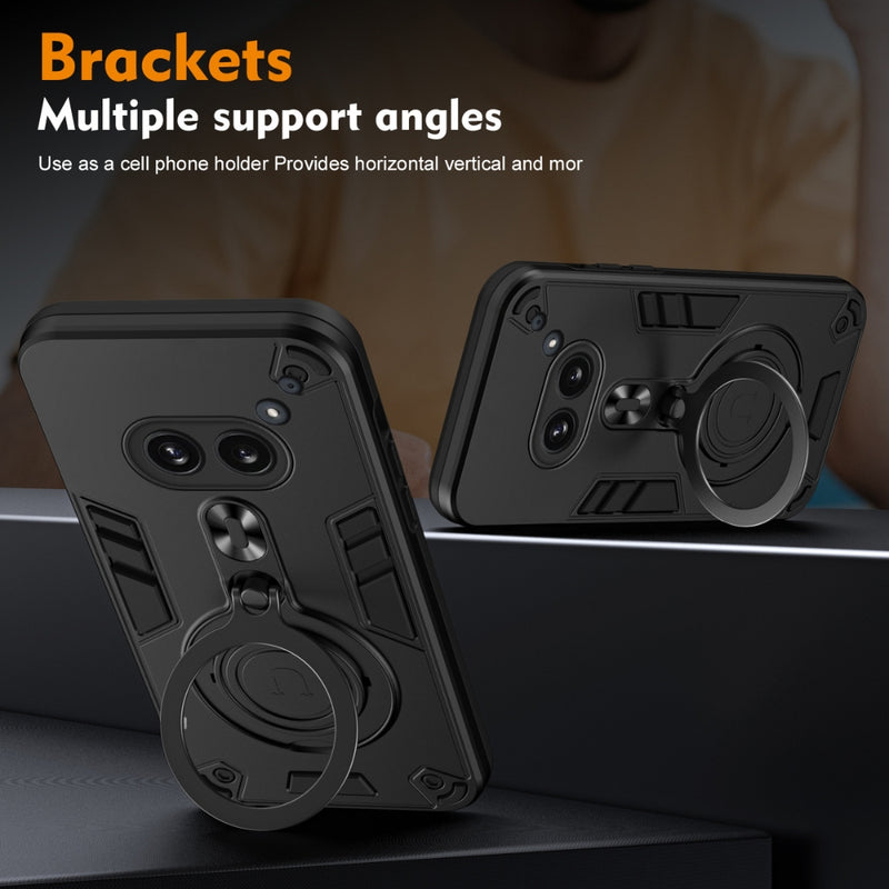 Chargez l&#39;image dans la visionneuse de la galerie, Nothing Phone (2) - Metal Ring 360 Degree Rotating Holder PC Hybrid TPU Phone Case
