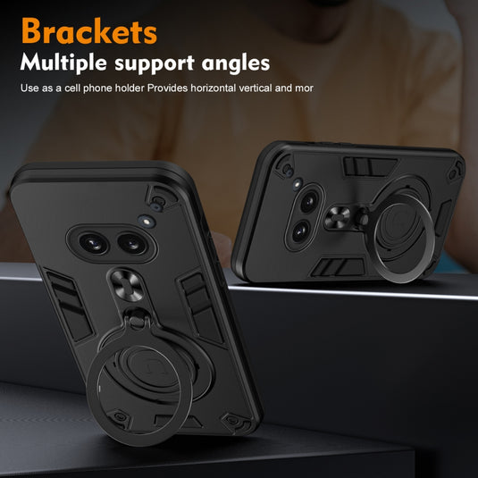 Nothing Phone (2) - Metal Ring 360 Degree Rotating Holder PC Hybrid TPU Phone Case