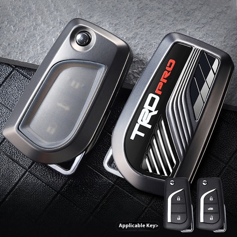 Load image into Gallery viewer, Toyota TRD Carbon Fiber Metal Car Key Fob Protective Case Cover For C-HR, Camry, RAV4, Avalon, Prius, Corolla, Highlander, GT86, Prado
