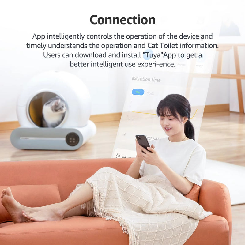 Cargue la imagen en el visor de la galería, [TUYA Smart] Smart Automatic Cat Toilet 65L Large Capacity Self-Cleaning Litter Box APP Control - Polar Tech Australia
