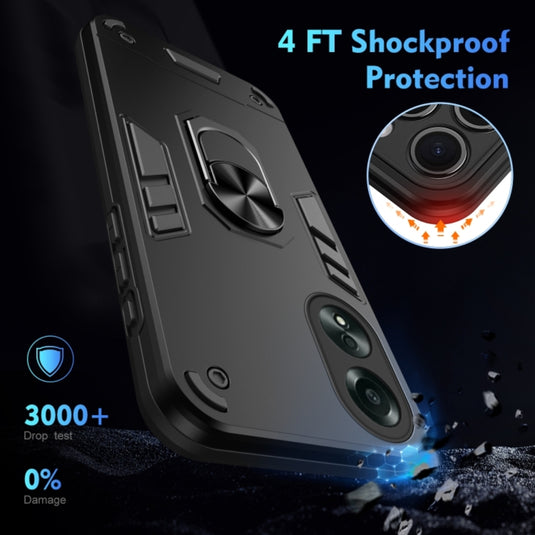 OPPO A17 (CPH2477) - Shockproof Metal Ring Holder Phone Case - Polar Tech Australia