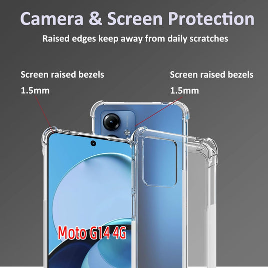 Motorola Moto G14 - AirPillow Cushion Transparent Soft Clear TPU Four Corners Protective Case - Polar Tech Australia