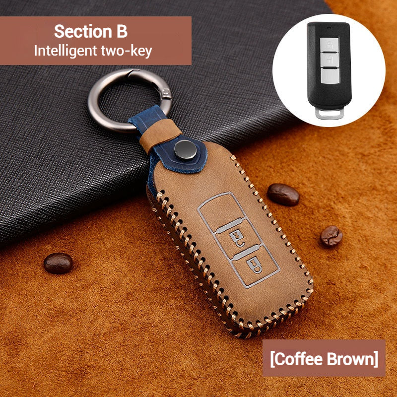 Cargue la imagen en el visor de la galería, Mitsubishi Genuine Leather Full Protection Smart Key Fob Case Cover For Outlander, ASX, Pajero Sport, Eclipse Cross
