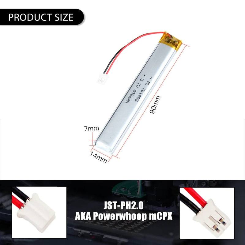 Load image into Gallery viewer, [PH2.0-JST Connector][701488] Universal 850mAh 3.7V Rechargeable Li-Ion Lithium Polymer Battery - Polar Tech Australia
