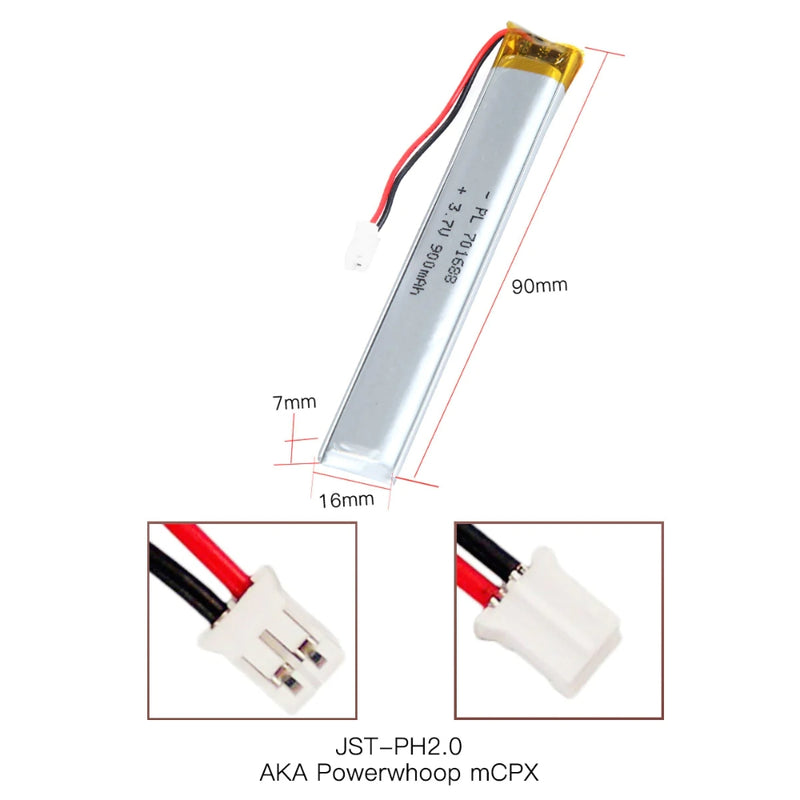 Load image into Gallery viewer, [PH2.0-JST Connector][701688] Universal 900mAh 3.7V Rechargeable Li-Ion Lithium Polymer Battery - Polar Tech Australia
