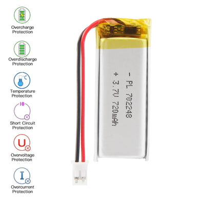 [PH2.0-JST Connector][702248] Universal 720mAh 3.7V Rechargeable Li-Ion Lithium Polymer Battery - Polar Tech Australia