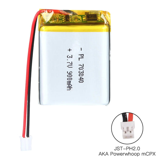 [PH2.0-JST Connector][703040] Universal 900mAh 3.7V Rechargeable Li-Ion Lithium Polymer Battery - Polar Tech Australia