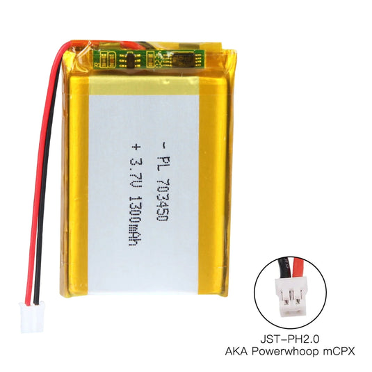 [PH2.0-JST Connector][703450] Universal 1300mAh 3.7V Rechargeable Li-Ion Lithium Polymer Battery - Polar Tech Australia