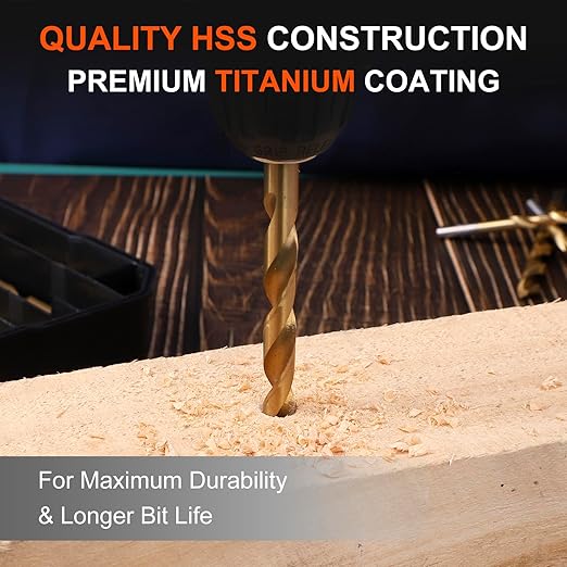[99 in 1] High Speed Steel Titanium Twist Drill Bit Set for Steel, Wood, Plastic, Metal, Copper, Aluminum Alloy with Storage Case