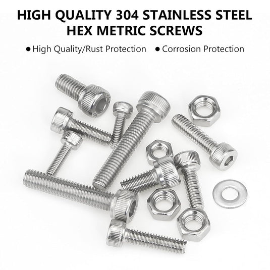 [1080 Pieces] Stainless Steel M2 M3 M4 Hex Socket Screws, Bolts, Nuts & Washers Set with Storage Box