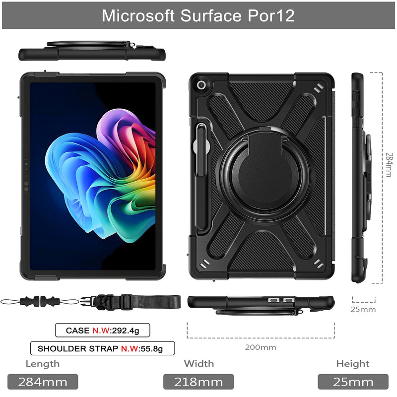 Chargez l&#39;image dans la visionneuse de la galerie, Microsoft Surface Pro 12 (2025) - 360 Degree Rotate Shockproof Heavy Duty Tough Stand Case Cover With Pen Holder

