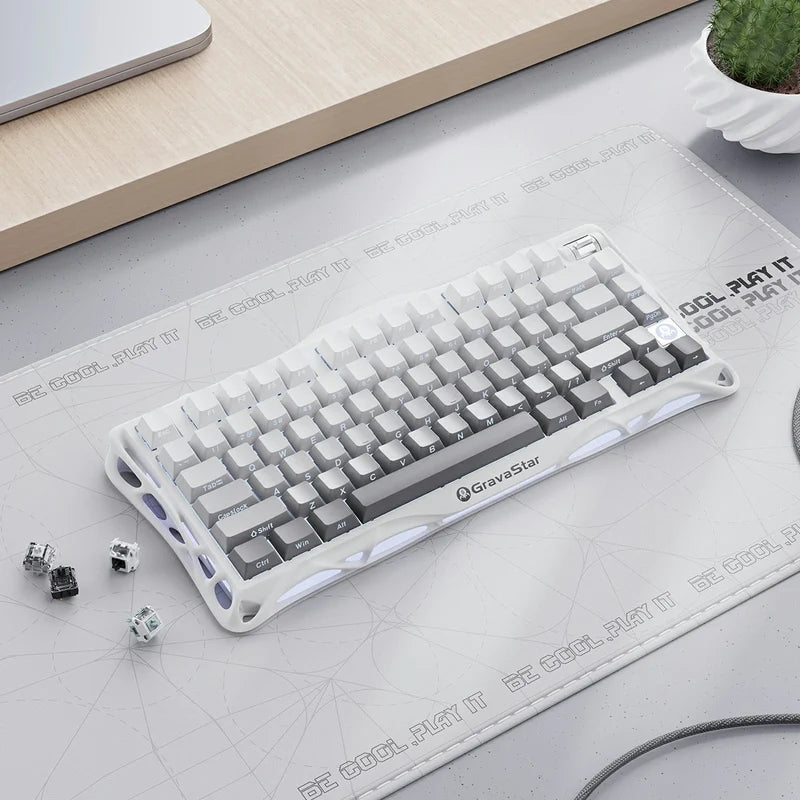 Cargue la imagen en el visor de la galería, GravaStar K1 75% Wireless Mechanical Gaming Keyboard with RGB Backlit, Aluminum Alloy Exoskeleton Design, Gasket Custom Keyboard Hot-Swap Socket
