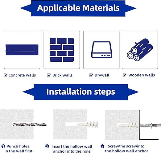 Load image into Gallery viewer, [310 Pieces Kit] Drywall Anchors Self Drilling Nylon Plastic Hollow Wall Anchors with Screws Kit Assortments
