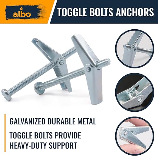 Load image into Gallery viewer, [24 Pieces] Stainless Steel Heavy Duty Hollow Wall Toggle Bolts Anchors Kit for Drywall Ceilings with Screw Spring/Includes Toggle Bolts and Wing Nut Assortment
