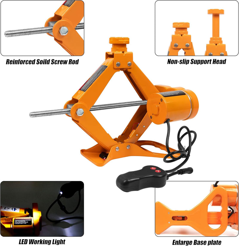 Cargue la imagen en el visor de la galería, 3 Ton Electric Car Jack 12V Scissor Jack for Sedan and SUV, Portable &amp; Waterproof, LED Light, Safety Features - Polar Tech Australia

