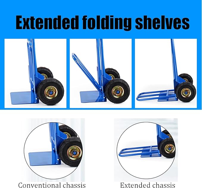 Cargue la imagen en el visor de la galería, Heavy Duty Hand Truck Trolley for Cargo Transportation, Large Capacity Load 300kg with 10 inch Inflatable Wheels
