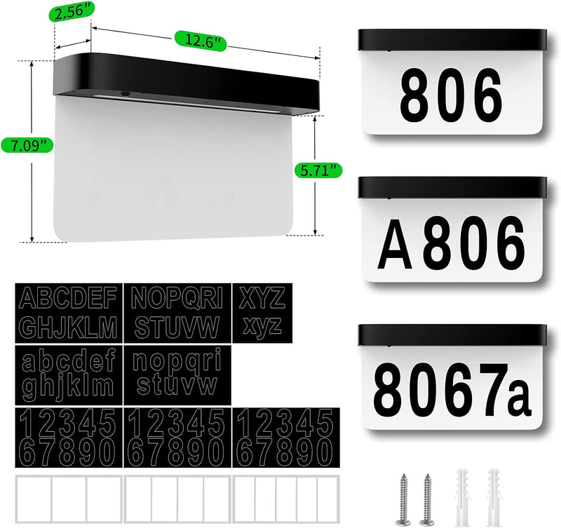 Cargue la imagen en el visor de la galería, Solar Charge &amp; Battery Powered Address Sign LED Illuminated House Numbers Address LED Sign

