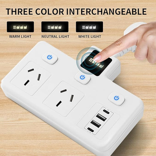Multi-function Socket Power Strip Extension Board 2 Outlets + 2 USB + 2 USB-C PD 20W - Polar Tech Australia