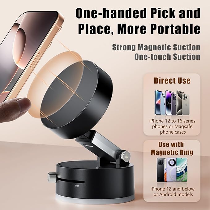 Load image into Gallery viewer, [A2] Universal Super Strong Secure Vacuum Suction MagSafe Compatible Magnet Phone in-Car Holder - Polar Tech Australia
