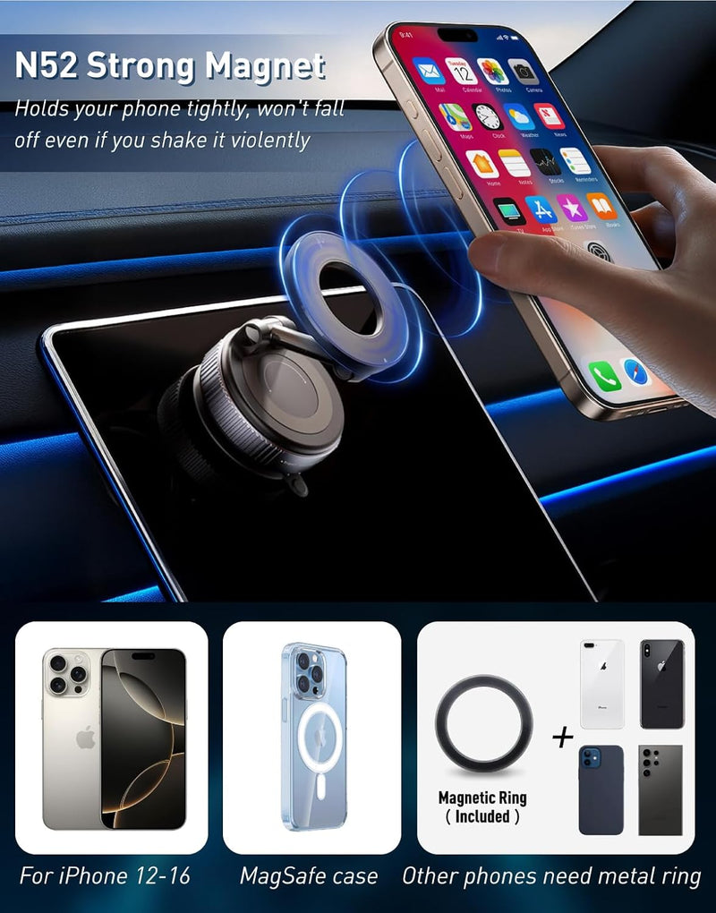 Cargue la imagen en el visor de la galería, [PT-104] Epoxy Suction Magnetic Car Holder 360° Rotation for Car Dashboard &amp; Wind Screen Strong Magnet
