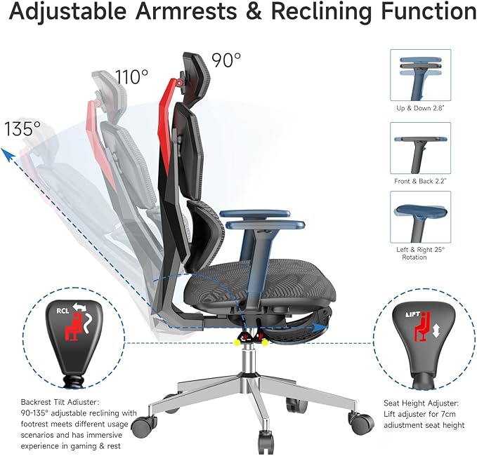 Cargue la imagen en el visor de la galería, Breathing Mesh Ergonomic Gaming Chair Swivel Computer Office Chair
