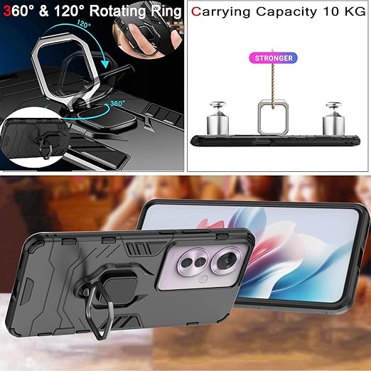 Cargue la imagen en el visor de la galería, OPPO Reno11 F 5G (CPH2603) - Heavy Duty Armor Case With Ring Holder Stand - Polar Tech Australia

