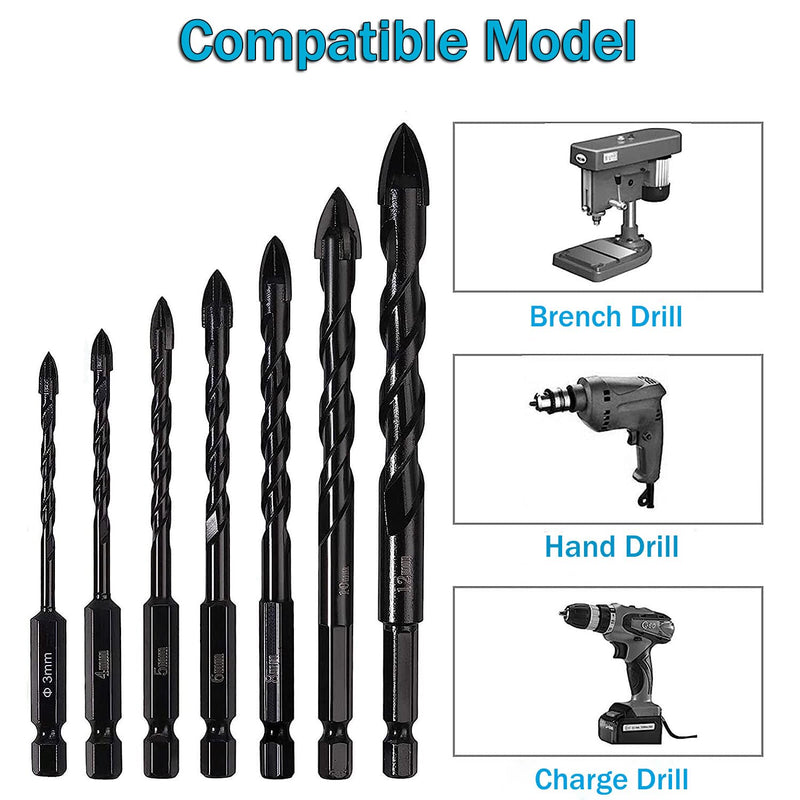 Cargue la imagen en el visor de la galería, [9 in 1] Concrete Drill Bit Set Cross Carbide Tip Masonry Drill Bits Set (3 - 16mm)
