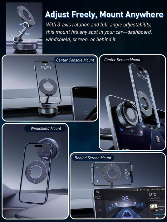 [PT-104] Epoxy Suction Magnetic Car Holder 360° Rotation for Car Dashboard & Wind Screen Strong Magnet