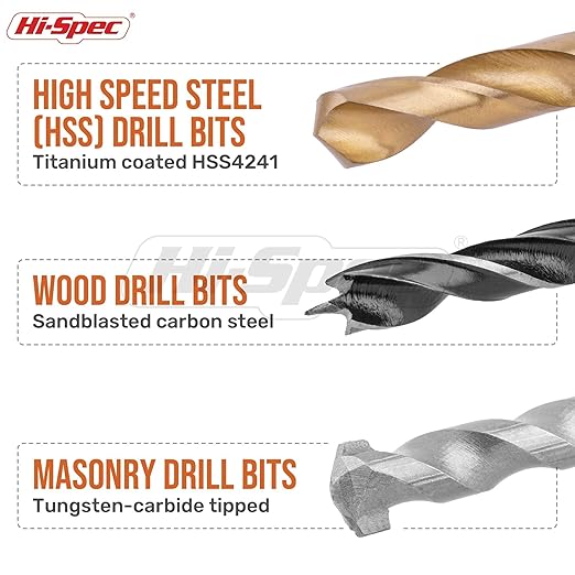 Cargue la imagen en el visor de la galería, Hi-Spec 130 Piece drill Set DIY drilling in metal, wood and plastic with HSS steel drill with titanium coating

