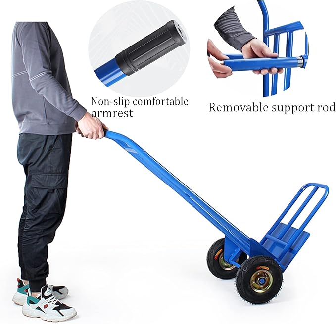 Cargue la imagen en el visor de la galería, Heavy Duty Hand Truck Trolley for Cargo Transportation, Large Capacity Load 300kg with 10 inch Inflatable Wheels
